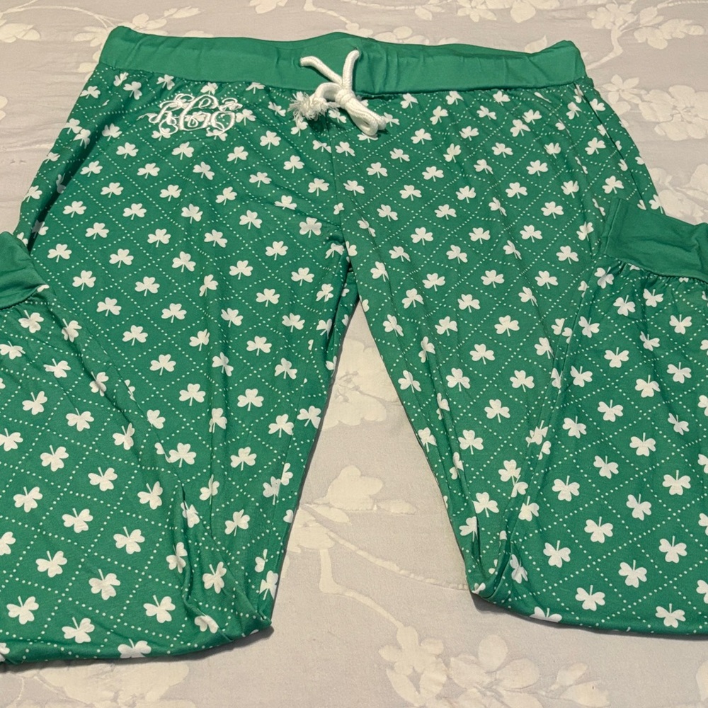 Green Clover Print Pajama Pants 2XL